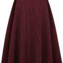 IDEALSANXUN Women’s Fall Winter High Waisted Wool Plaid A-line Long Skirt (Red, L)