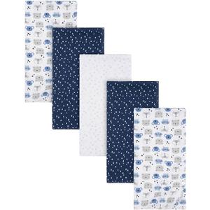 Gerber Boys Newborn Infant Baby Toddler Nursery 100% Cotton Flannel Receiving Swaddle Blanket, Critters Blue, Pack of 5