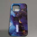 CASEFIV Compatible with iPhone 15 Pro Max Case,Marble Pattern 3 in 1 Heavy Duty Shockproof Full Body Rugged Hard PC+Soft Silicone Drop Protective Women Girls Cover for iPhone 15 Pro Max, Dark Blue