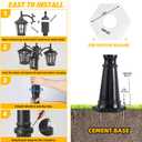 3-Head Solar Outdoor Street Light with Dusk to Dawn Sensor, Aluminum Exterior Pole Light with Water Ripple Glass, Classic Waterproof Black Solar Lamp Post Lights for Backyard, Garden, Driveway, Size: XX-Large