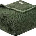 Woolrich Burlington Berber Blanket Super Soft, Cozy Lightweight Cover with Luxrurious Velvet Binding, Modern Trendy All Season Bedspread Bedding-Set, Full/Queen 90" W x 90" L Green