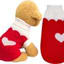 Topbuti Pet Dog Knitted Sweaters Knitwear Turtleneck Pajamas Soft Winter Warm Puppy Valentine Clothing Christmas Clothes Heart Doggie Apparel for Cats Dogs (S)