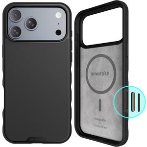 Smartish iPhone 17 Pro Max MagSafe Case - Gripmunk Magnetic Slim Case [Lightweight + Protective] Thin Grip Cover with Microfiber Lining for iPhone 17 Pro Max w/Camera Control - Black Tie Affair