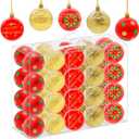 2 x 40PCS 2.36" Christmas Balls Ornaments, Plastic Christmas Tree Ornaments, Holiday Baubles, Hanging Decorations for Xmas Trees Holiday Party, Gold Red Baubles