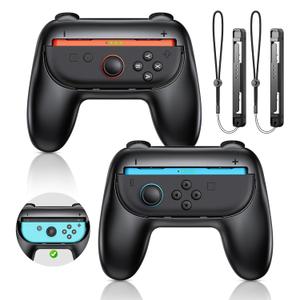 3 x WAXITY [Fit For switch1/2] Hand Grips for Switch 2 (2025)/OLED, Ergonomic Comfort&Wear-Resistant Handle Grips for Joy Cons Controller Accessories Kit Control Handle for Switch 2 (Black)