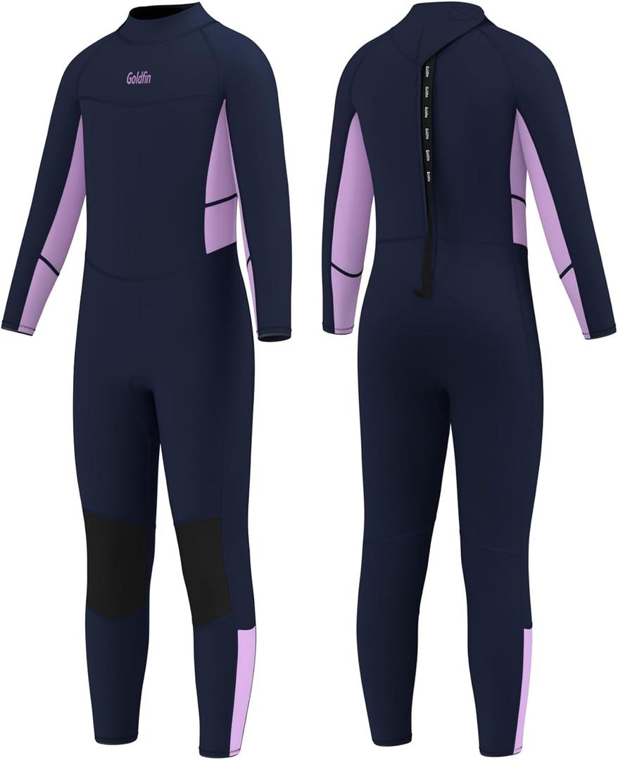 Goldfin Kids Wetsuit, Boys Girls Wet Suits Youth Toddler 3mm Neoprene Back Zip Keep Warm for Cold Water Swimming Diving Snorkeling Surfing Paddleboarding