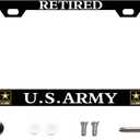 Retired Army License Plate Frame US Army Decorative Stainless Steel Car License Plate Cover for Men Women 12 X 6 Inch