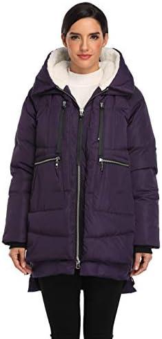 FADSHOW Women's Winter Thickened Down Jackets Long Down Coats Warm Parka with Hood,Mung Bean,XS