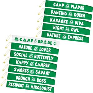 Giegxin 12 Pack Camp Bride Sash Camp Bachelorette Decoration Last Trail Before the Veil Bachelorette White Bride Party Favors Sash Sage Green Bridesmaids Sashes for Camping Bridal Shower Party Favor