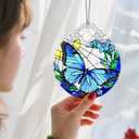 Stained Glass Ornament, Christmas Ornament, Hanging Ornaments for Home Decor & Christmas Tree Ornaments Exquisite Holiday Decor, Xmas Gifts & Holiday Present - Butterfly