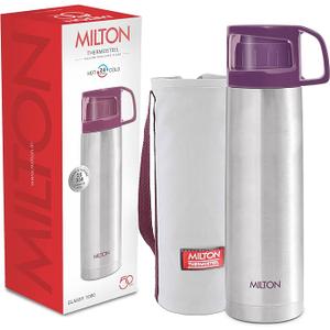 Milton for Hot Drinks 1000 ml (34 oz), 24 Hours Hot and Cold, Stainless Steel Water Bottle, Double Walled Vacuum Insulated Flask for Hot Coffee, Thermosteel, Leak Proof, Glassy, Purple