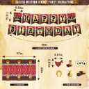 2 x Birthday Party Decorations - Western Cowboy Birthday Party Decorations 53Pcs, Included Western Theme Banner Cake Toppers 12'' Latex Balloon Swirls Decor Horse Foil Balloon for Wild West Party