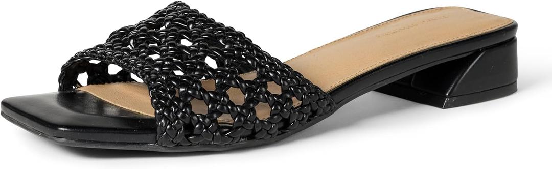 Amazon Essentials Women's Mini Heel Mule Sandals (9, Black Cane Weave)