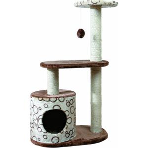 TRIXIE Casta Cat Tree with Condo | 2 Platforms | Dangling Cat Toy, Brown, 21.5 x 13.75 x 37.25 in.