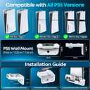 PS5 Wall Mount Kit with Cooling Fan and Charging Station Compatible with PS5/ Slim/Pro Disc and Digital, PS Five Floating Shelf with 9 RGB Lights, PS 5 Mount Behind TV, PS 5 Accessories for Gaming