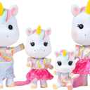 Sunny Days Entertainment Honey Bee Acres Rainbow Ridge Daydreamers Unicorn Family  4 Miniature Flocked Dolls | Small Fantasy Collectible Figures | Pretend Play Toys for Kids