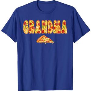 Grandpa Grandma Matching Birthday Squad Crew Pizza Family T-Shirt (Blue, XXL)