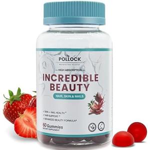 POLLOCK Biotin Gummies for Women– Orange Flavor, 60 Gummies for Hair Growth, Strong Nails & Bright Skin, 2 Gummies per Serving