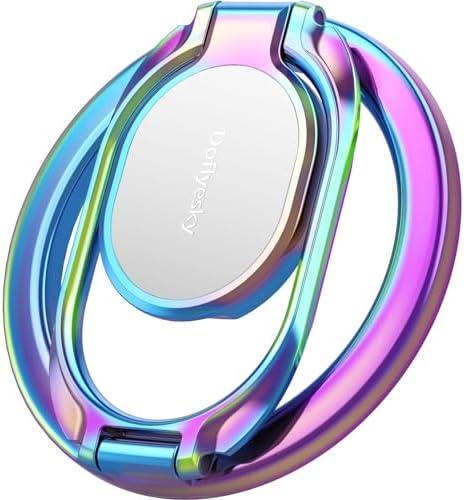 Doflyesky Magnetic Phone Ring Holder with Magsafe, Double Adjustable Gym Finger Ring Grip, Removable Phone Grip, for iPhone, iPad and Smartphones, Compatible with Magnetic Car Mount (Colorful)