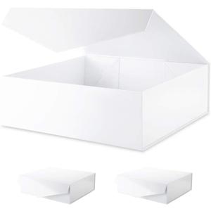 3 Extra Large White Gift Boxes with Lids 16.3x14.2x5 Inches, 1 Count