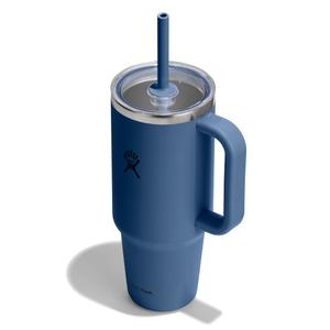 Hydro Flask 40 Oz Clear Lid Travel Tumbler with Straw and Handle - Insulated Stainless Steel in 40 Oz Harbor Blue