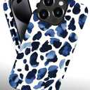 Case Compatible with iPhone 14 Pro Max,Blue Leopard Print Phone case Design for Girl Women Boy Men,Dual-Layer Soft Silicone Scratch-Resistant Shockproof Phone Cover