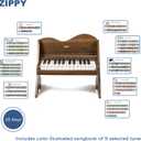 ZIPPY Kids Piano Keyboard, 25 Keys Digital Piano for Kids, Touch Sensitive Control Panel, Volume Adjustable, Mini Music Educational Instrument Toy, Wood Piano for Toddlers Girls Boys (Walnut)