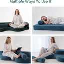 75" Folding Sofa Bed Convertible Futon, Twin Size Sleeper Couch, Washable Velvet Corduroy Cover & High-Density Foam, 2-in-1 Floor Mattress, No Assembly for Living Room/Dorm Blue, 75*35*6 inch