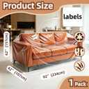 Plastic Clear Sofa Furniture Covers for Moving Storage, Waterproof and Dust Proof, Extra Large Clear Furniture Moving Covers for Couch with Label, Bag Open Size 92x 62 x 42 Inch