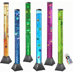 CALOVER Large 4FT Sensory Fish Bubble Tube Aquarium Night Light Tower Lamp Calming Relax for Autistic ADHD Children Alleviating Stress and Anxiety in Adults