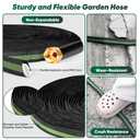 Garden Hose 100ft, Non-Expanding Water Hose, 8 Function Nozzle, Flexible Ultra-Light, Anti-Kink, Wear-Resistant, Portable, Easy Storage, Hose with 3/4 for Outdoor, Garden, Yard and Lawn, Black Green