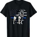 Police K9 Police Dog Police Flag T-Shirt (Small, Black)