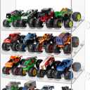Assembly Monster Trucks Display Case Holding for 20 Monster Trucks Acrylic Storage Case 5 Tiers Monster Trucks Organizer with Tilted Design, Display Case for Toy Trucks (Transparent)