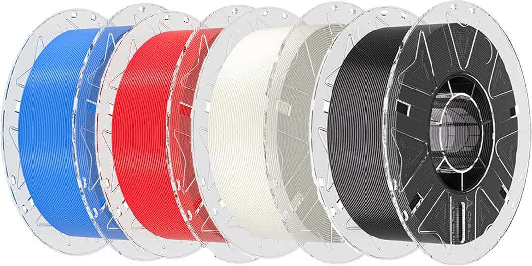 Creality PLA Filament 1.75mm Bundle 4Kg, Hyper RFID 3D Printer Filament, High Speed 30-600mm/s, 4 Pack 1Kg Spool(2.2lbs) Multi-Color PLA, Fits for Most 3D Printers (Black,White,Red,Blue)