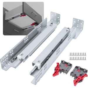 LONTAN Undermount Soft Close Drawer Slides 21 Inch Hidden Bottom Mount Full Extension Cabinet Rails with Rear mounting Bracket and Locking Devices 1 Pair Concealed Drawer Runners 100lb Load Capacity