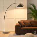 Black Arc Floor Lamp 72" Tall with Remote, Bright Dimmable 20W LED Smart Reading Light, Adjustable Over Couch Arc Standing Lamp for Living Room, Bedroom, Office, Modern Arched Metal Design,Foot Switch