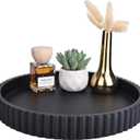 Emma & Ella Round Decorative Tray for Coffee Table Decor  Concrete Round Tray Home Decor  Circle Centerpiece Bandejas Decorativas for Living Room, Ottoman, Vanity, or Entryway (Black)