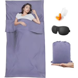 Sleeping Bag Liner,Travel Sheet & Adult Sleep Sack, Camping Sheets Travel Sleep Sack for Backpacking,Hotels & Hostels -Lightweight Single &Double Travel Sheet Camping Sheets