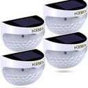 KBP Solar Fence Lights Outdoor Decorative Garden Lights Waterproof Wall Lights for Patio, Yard, Stairway (White)