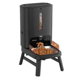 Automatic Dog Feeder for Large Breed - 15L/ 63 Cups Anti-Clog Dog Food Dispenser for 2-23mm Kibble, Elevated Stand, Large Food Tray, Dual Power, Up to 50 Portions 6 Meals Per Day, Keeps Fresh (Black)