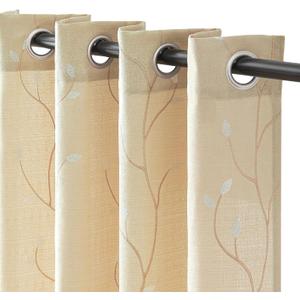 jinchan Beige Semi Sheer Curtains for Bedroom 84 Inch Length Floral Embroidered Drapes for Living Room Ligh Filtering Embroidery Grommet Window Curtain Panels Set Beige (55"W x 84"L (Pack of 2))