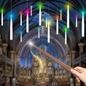 Color Changing Floating Candles with Magic Wand Remote, Holiday Decorations Magical Hanging Candles, 12Pcs Flameless Taper Candle with Multi-Color Battery Operated Window Candles for Party Theme Decor