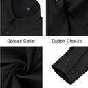 J.VER Button Down Shirts for Women Stretch Collared Cotton Long Sleeve Dress Shirt Business Casual Blouse for Work (Black, XL)