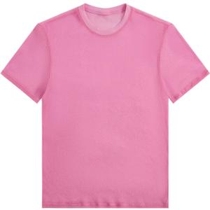 WDIRARA Men's Glitter Mesh Sheer T Shirt See Through Short Sleeve Shirt (Pink, S)