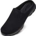 Unisex Slippers Casual Clog House Shoes Comfort Slip-On Walking Mules with Indoor Outdoor Anti-Skid Sole for Men and Women (Black) Size 42 