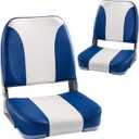 2 Pack Standard Low Back Boat Seats, Fold-Down Fishing Boat Seat Blue/White