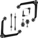 8pc Front Upper Control Arms Suspension Kit Fit for Dodge Ram 1500 2002 2003 2004 2005 (4WD ONLY - 5-Lug) with Lower Ball Joints Sway Bar Links Outer Tie Rod End Link Replacement