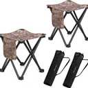 Triple Tree 2 Pack Folding Camping Stool, 13.8 Inch Small Portable Lightweight Stool with Side Pocket, Foot Stool with Carry Bag for Hiking, Fishing and Beach, Holds up to 400lbs, Camouflage