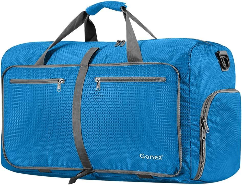 Gonex 150L Large Foldable Travel Duffle Bag with Shoes Compartment, Packable Lightweight Water Repellent Duffel Bag for Camping Gym Weekender Bag, Sky Blue