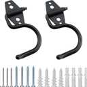 TAODAN 2PCS 5x2.8inch Black Heavy Duty Steel Garage Storage Hooks with Screws for Hanging Gardening Tool